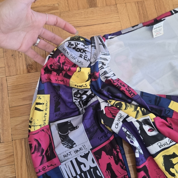 Vintage Miss Sixty Pop Art Comic Strip Mini Bubble Dress Off Shoulder S - Picture 10 of 15